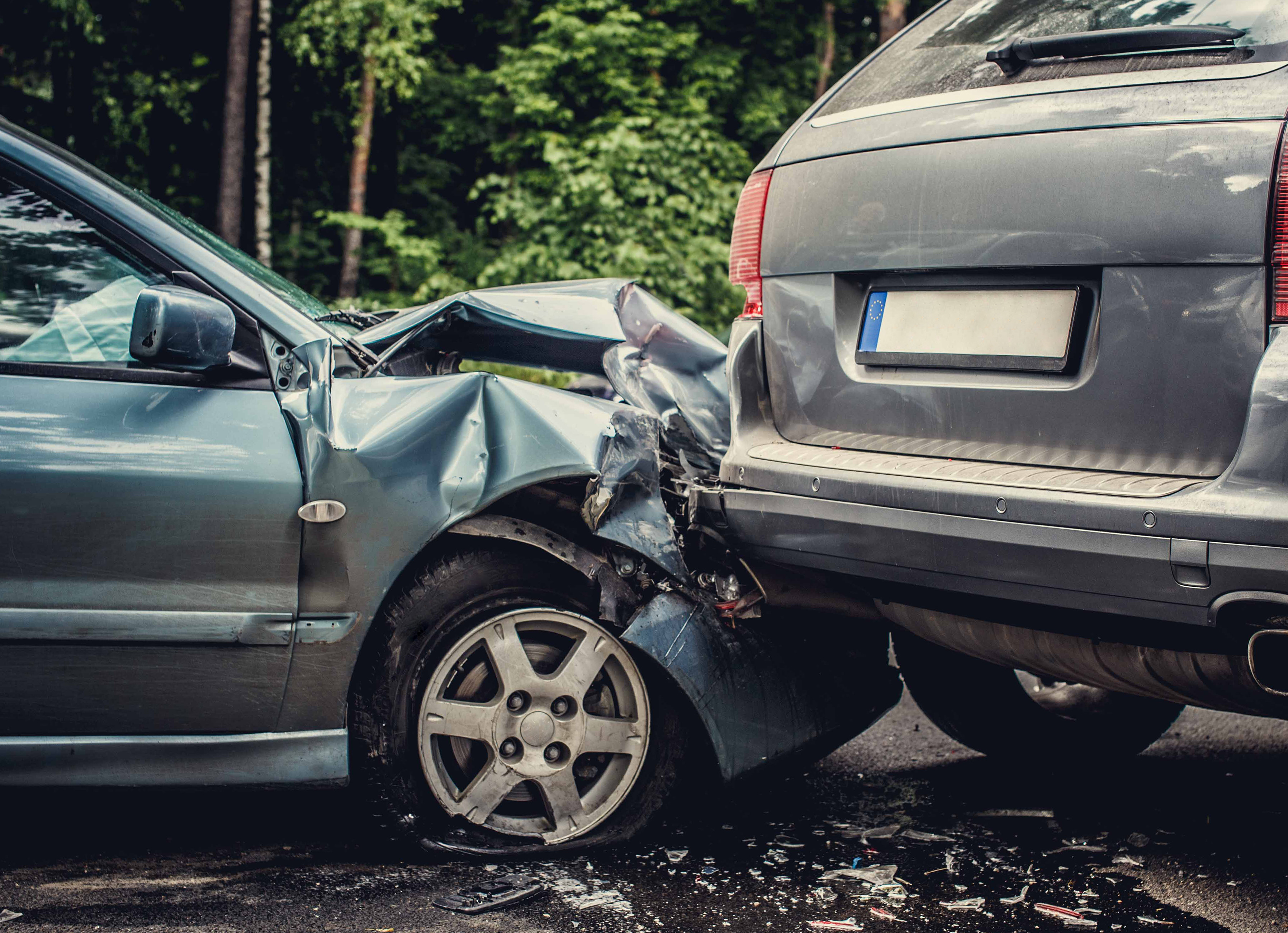 A picture showing a car crash